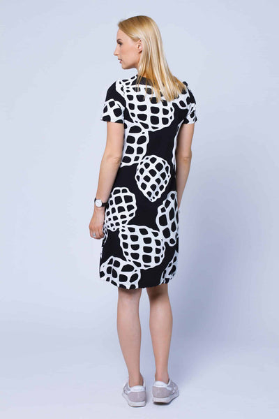 Frida Short Sleeve Dress, Käpy B/W